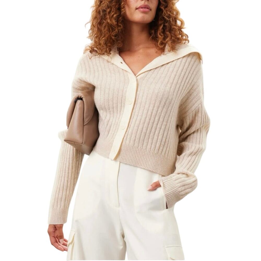 NAADAM Marled off white bright button up cardigan XL